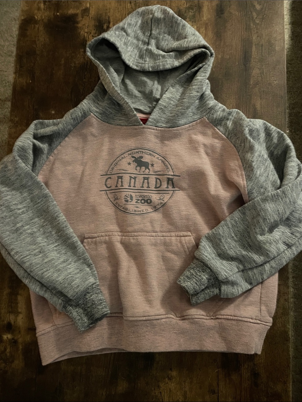 Girls M Pink and Grey Hoodie